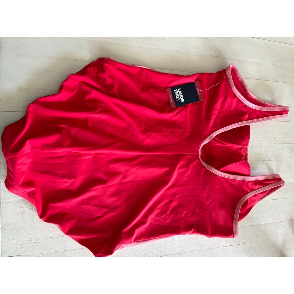 Lands' End Pink Colorblock One-Piece Swimsuit - Picture 3 of 6